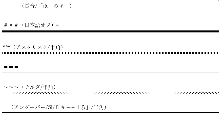 オートフォーマットの罫線の設定