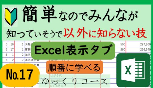 №17　簡単なのでみんなが使っていそうで知られていない（表示タブ）解説します！ユーザー設定のビューとはナビゲーション・選択範囲に合わせて拡大・縮小・ウィンドウ枠の固定
